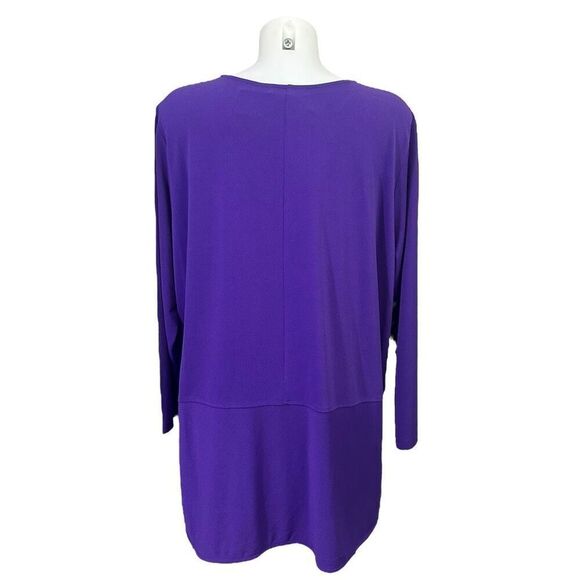 Lauren Ralph Lauren Keyhole Neck Long Sleeve Tunic Top Purple Hi Low Women's 2X‎ - Picture 4 of 7